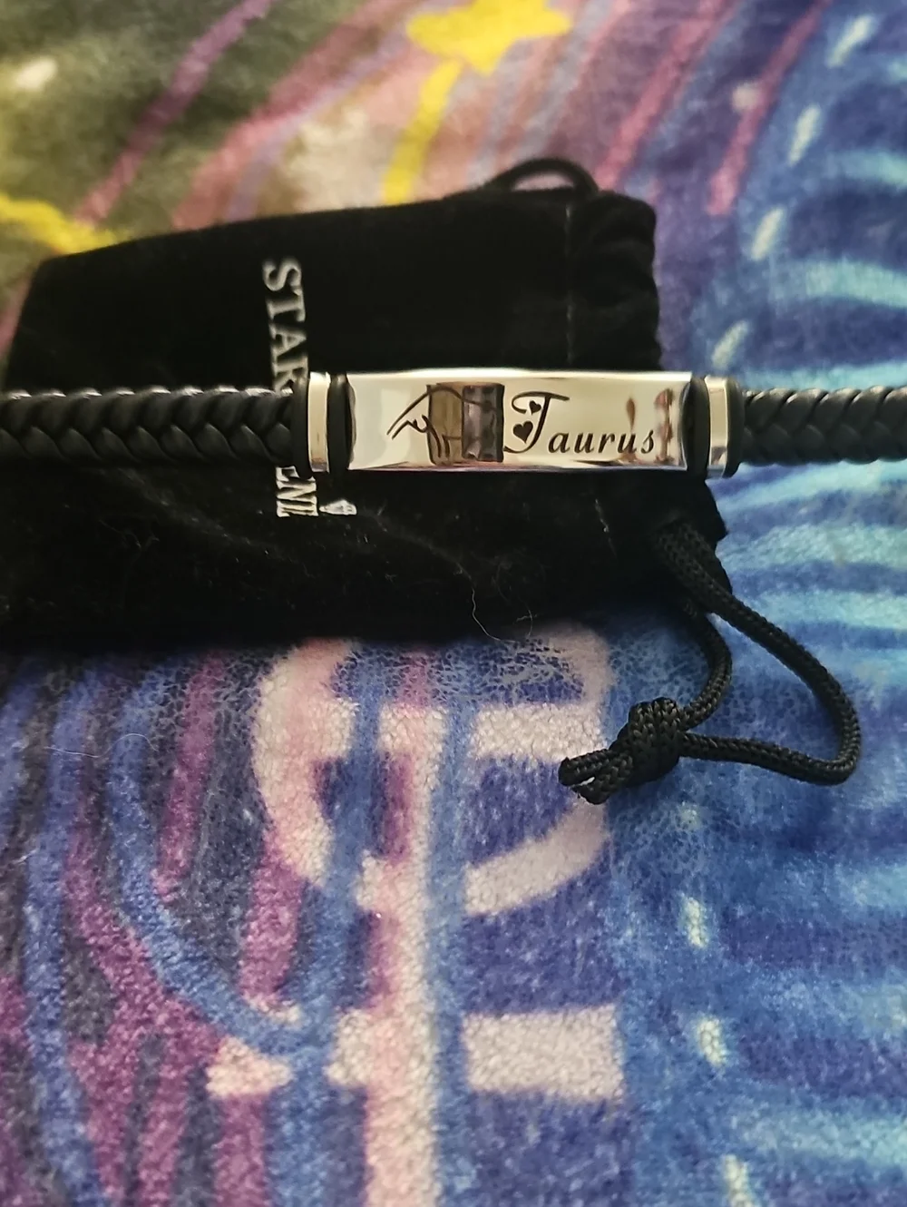 Black Braided Leather Men's Bracelet with Stainless Accent